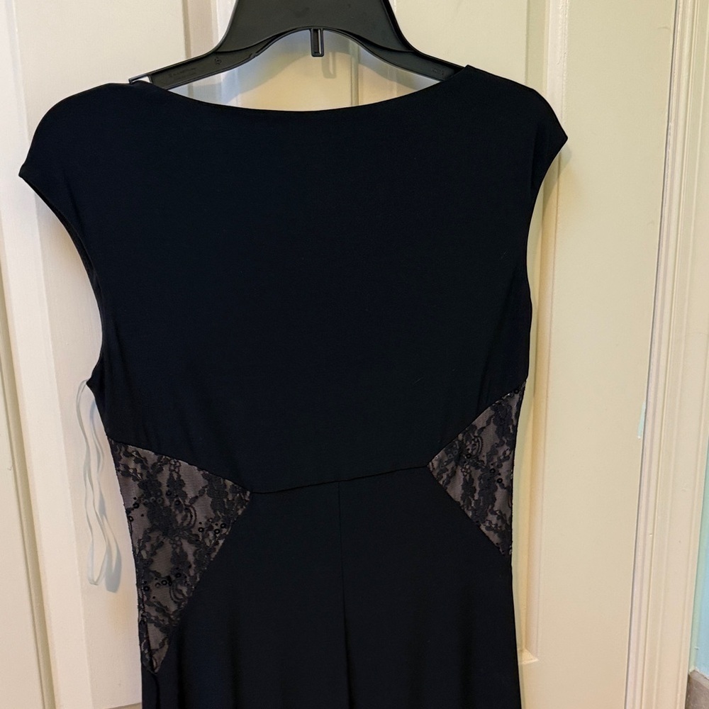 Chaps Black Midi Dress with Lace Accents - Picture 5 of 6